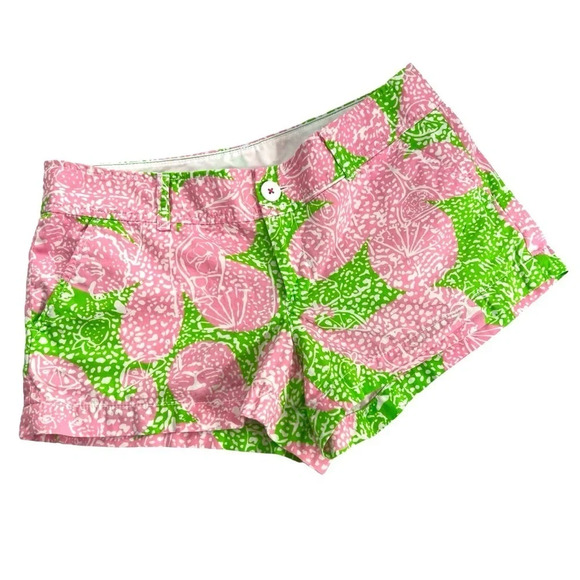 Lilly Pulitzer Limeade Cheat Ya‎ The Walsh Short Pink Green Shorts Size 6 - Picture 1 of 10